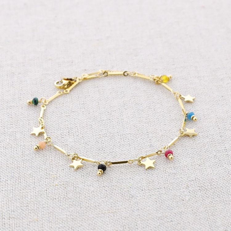 STEEL ANKLE BRACELET WITH LITTLE STAR PENDANTS