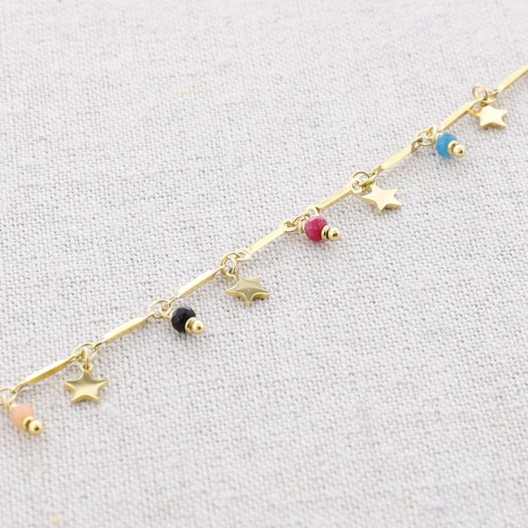 TOBILLERA ACERO COLGANTES ESTRELLITAS PIEDRECITAS 2