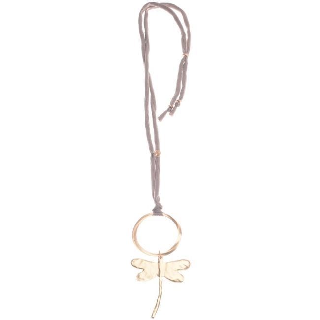 METAL DRAGONFLY PENDANT LONG NECKLACE