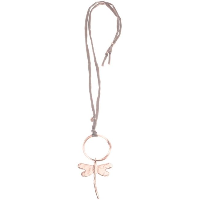 METAL DRAGONFLY PENDANT LONG NECKLACE