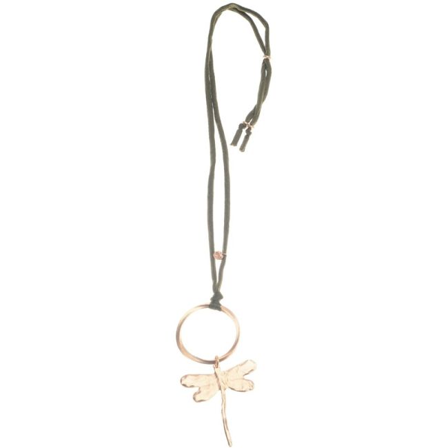 METAL DRAGONFLY PENDANT LONG NECKLACE