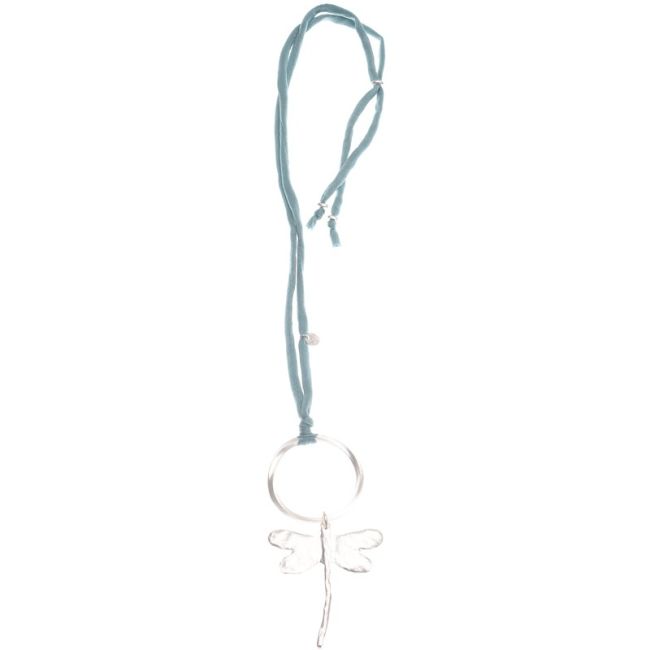 METAL DRAGONFLY PENDANT LONG NECKLACE