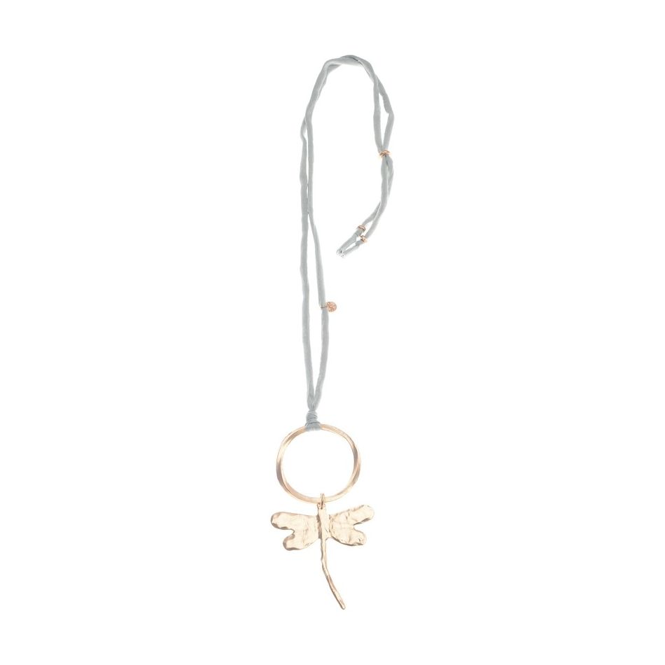 METAL DRAGONFLY PENDANT LONG NECKLACE