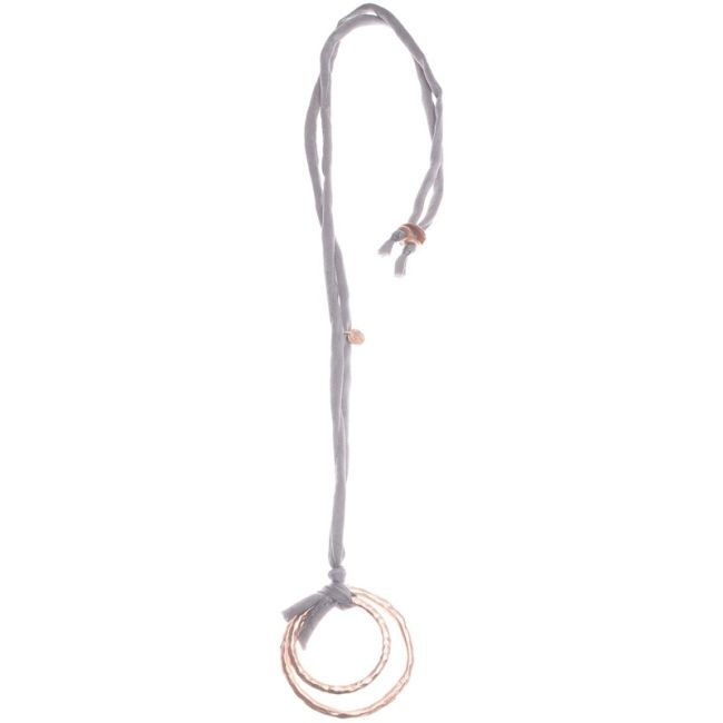 LONG DOUBLE METAL RING PENDANT NECKLACE