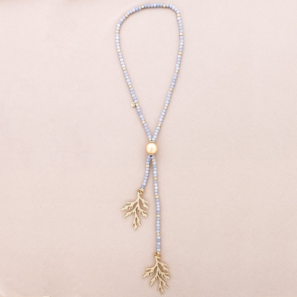 COLLAR LARGO DOBLE CORAL METAL