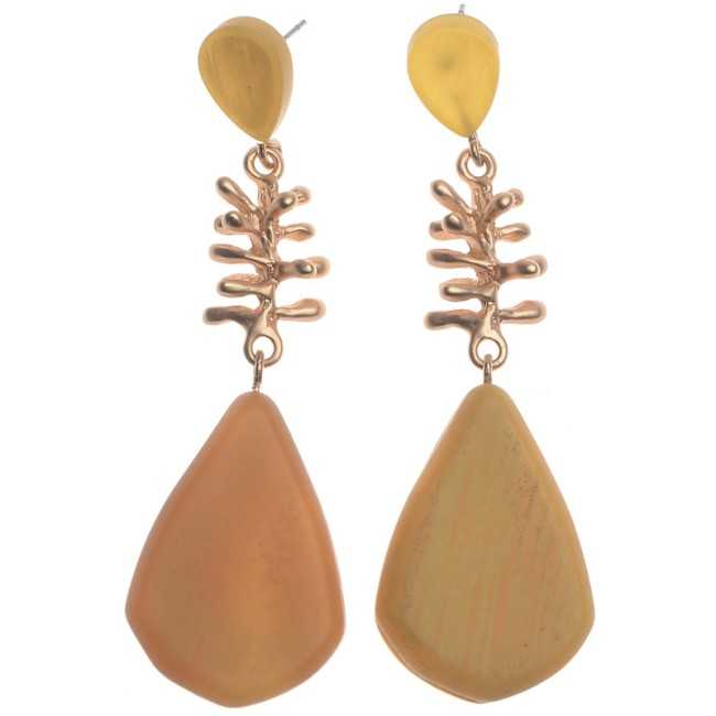 RESIN DROP HANGING METAL EARRINGS