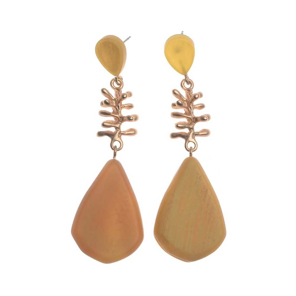 RESIN DROP HANGING METAL EARRINGS