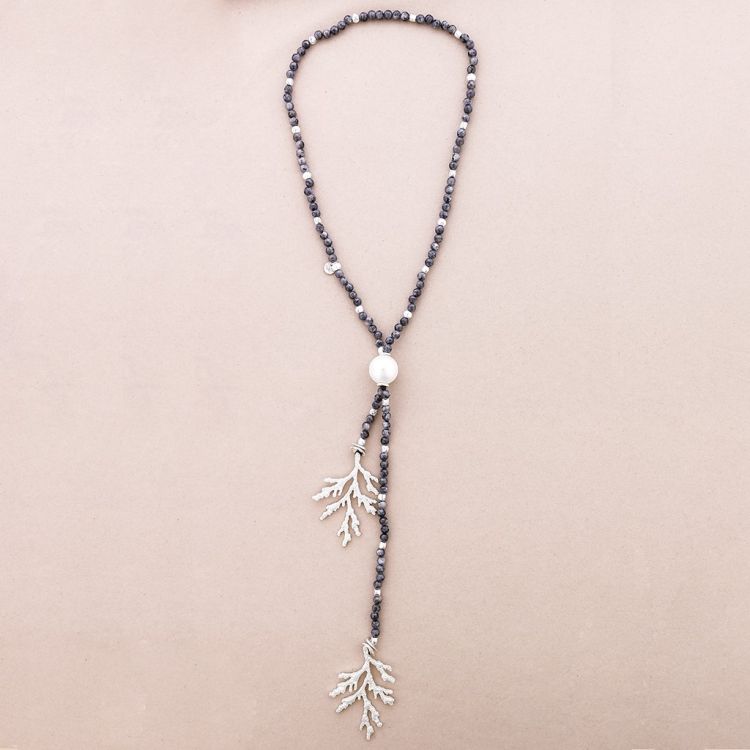 COLLAR LARGO DOBLE CORAL METAL 2