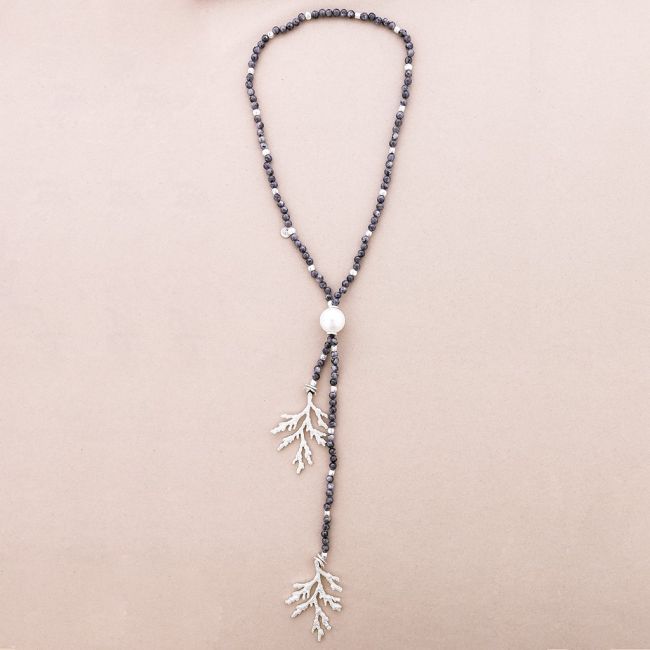 COLLAR LARGO DOBLE CORAL METAL