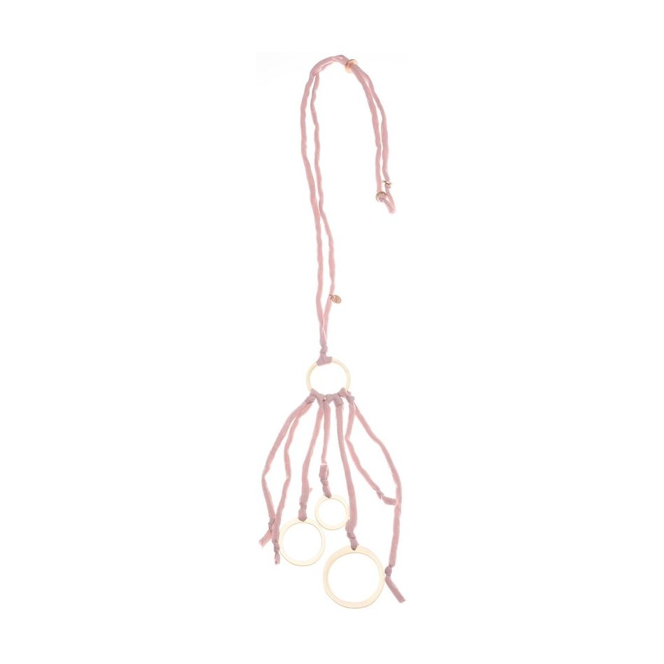 LONG NECKLACE WITH METAL RINGS PENDANT