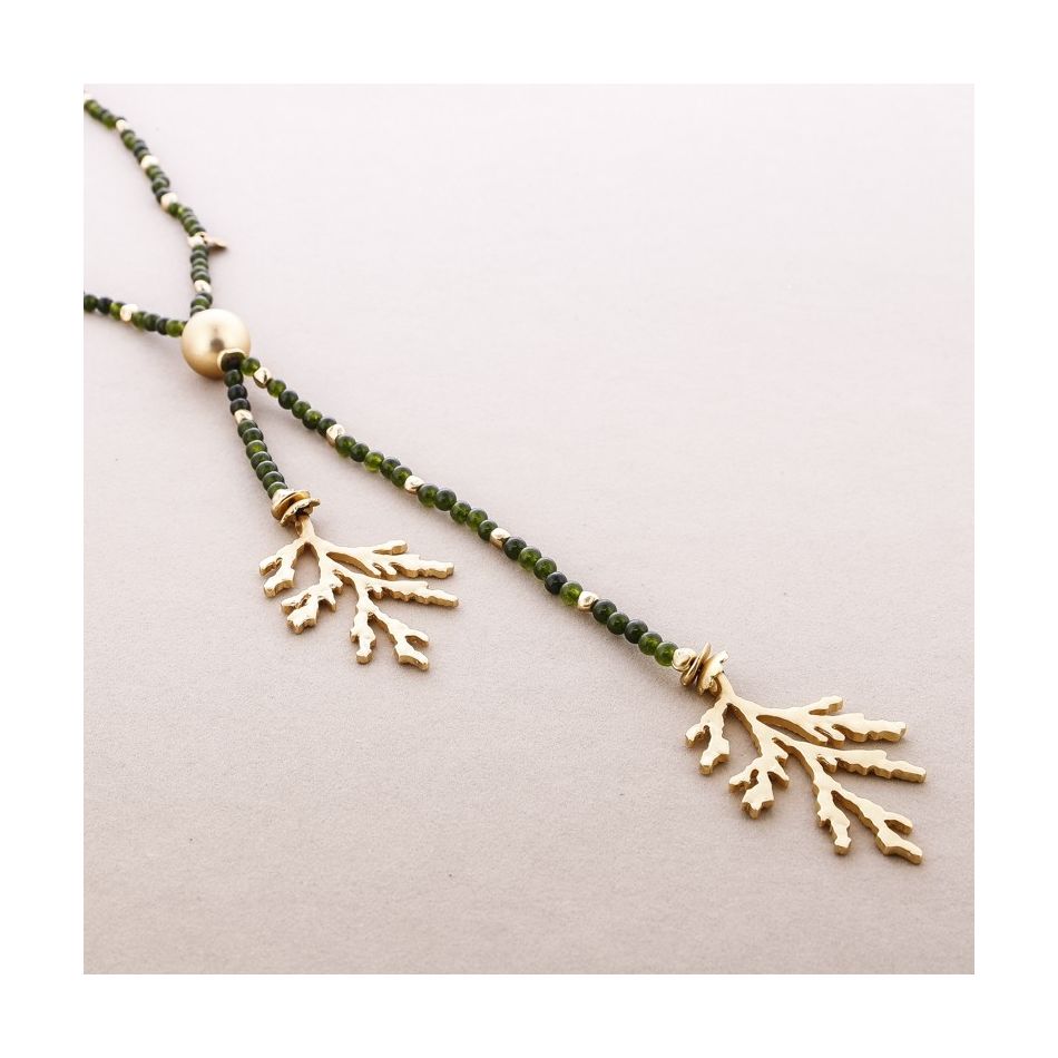 COLLAR LARGO DOBLE CORAL METAL