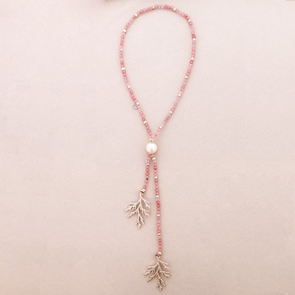 COLLAR LARGO DOBLE CORAL METAL