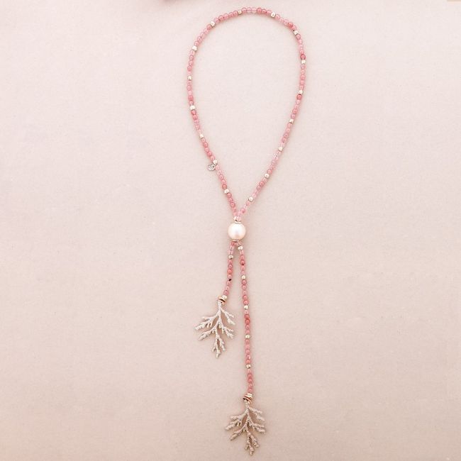 COLLAR LARGO DOBLE CORAL METAL