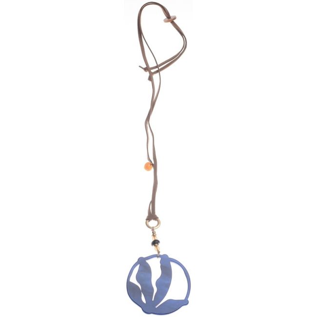LONG RESIN MEDALLION PENDANT NECKLACE