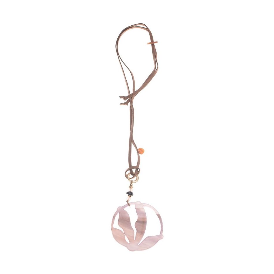 LONG RESIN MEDALLION PENDANT NECKLACE