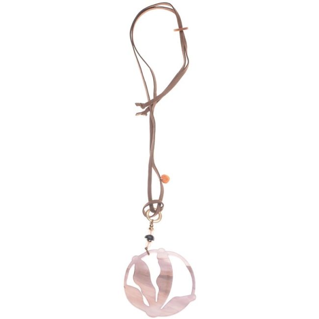 LONG RESIN MEDALLION PENDANT NECKLACE