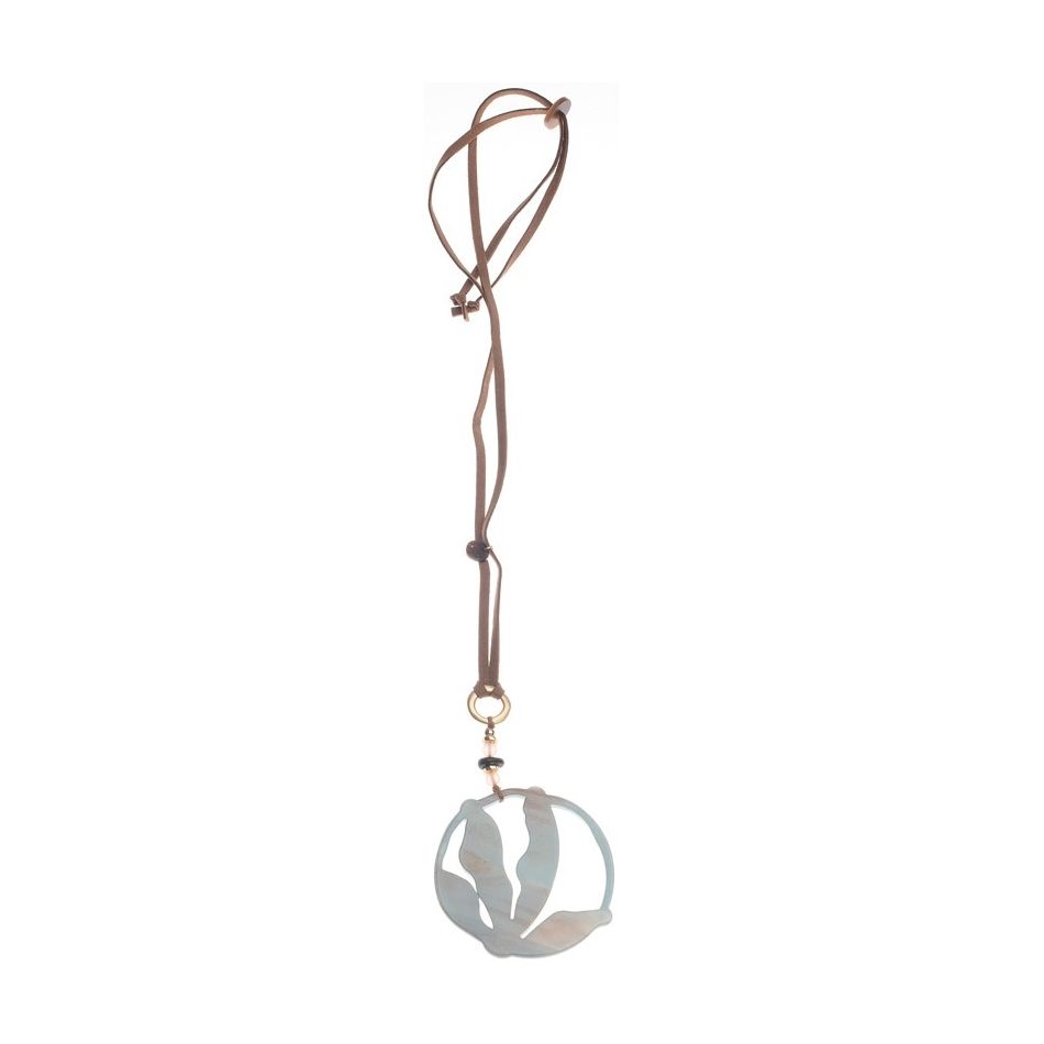 LONG RESIN MEDALLION PENDANT NECKLACE