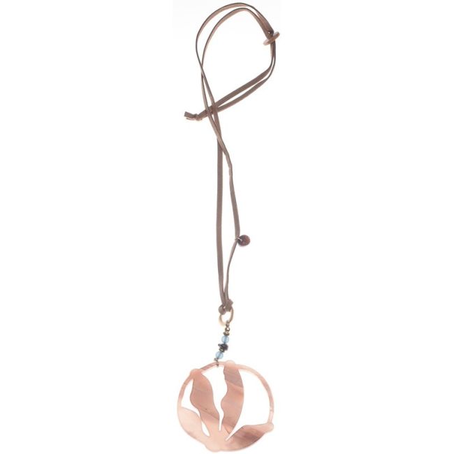 LONG RESIN MEDALLION PENDANT NECKLACE