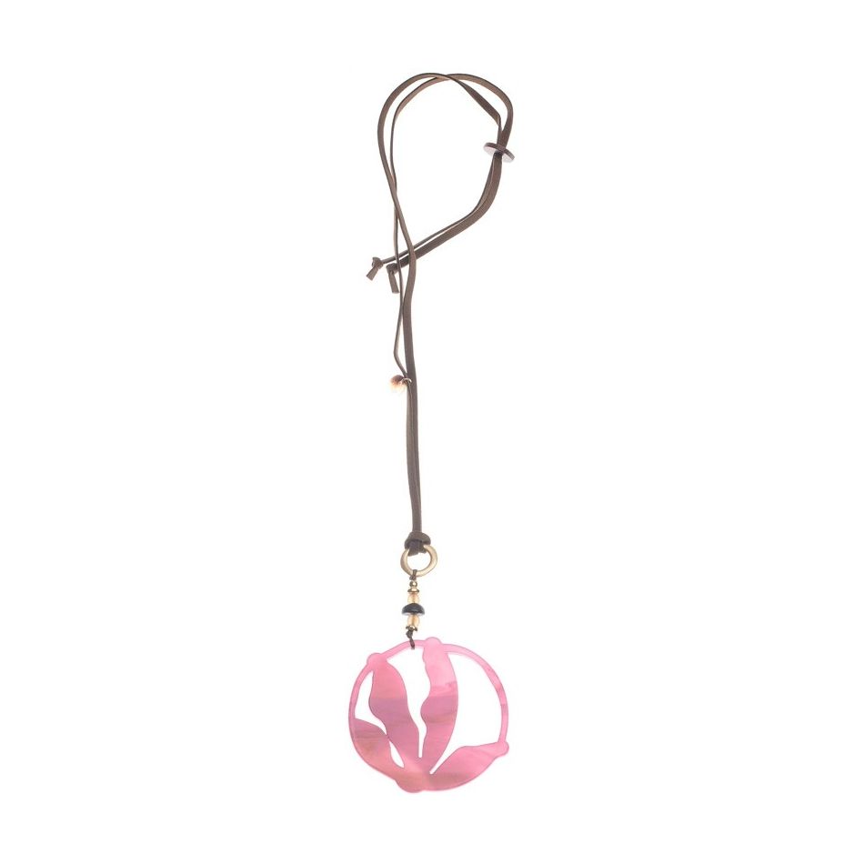 LONG RESIN MEDALLION PENDANT NECKLACE
