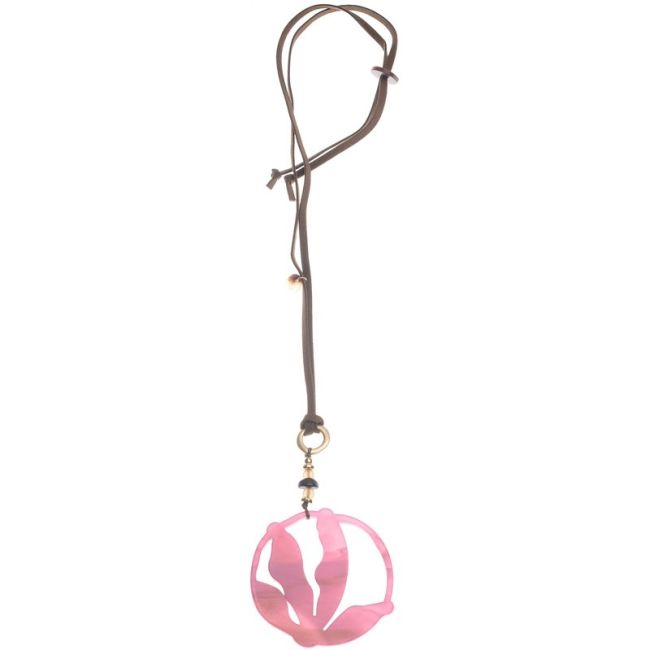 LONG RESIN MEDALLION PENDANT NECKLACE