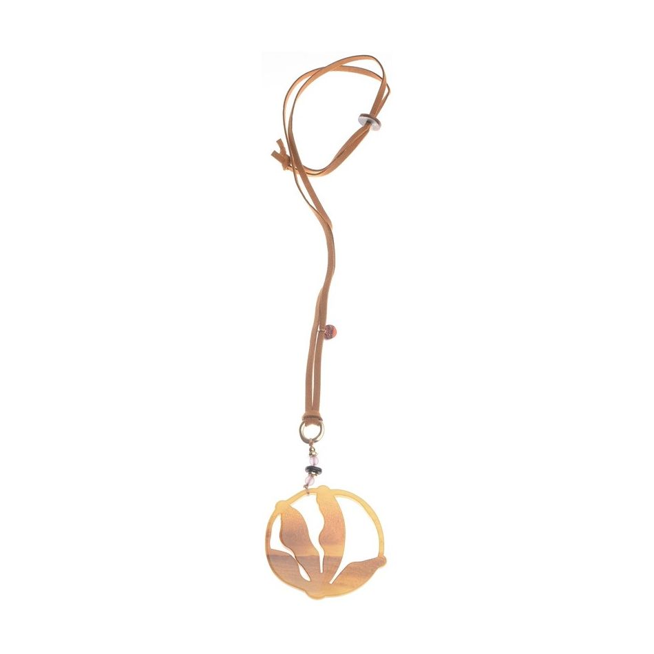 LONG RESIN MEDALLION PENDANT NECKLACE
