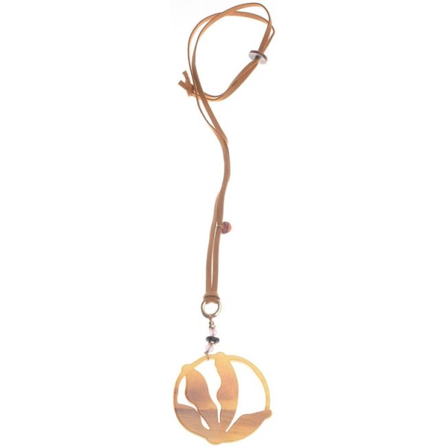 LONG RESIN MEDALLION PENDANT NECKLACE