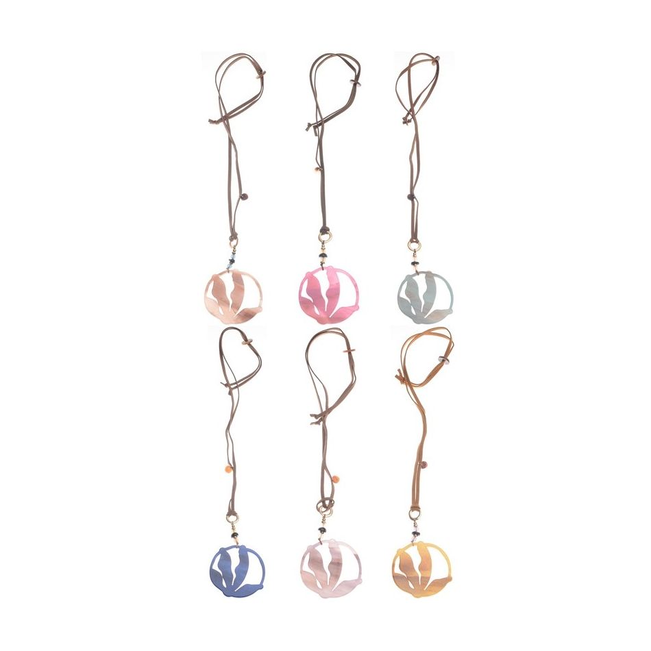 LONG RESIN MEDALLION PENDANT NECKLACE