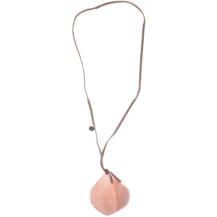 LONG RESIN LEAF PENDANT NECKLACE 2