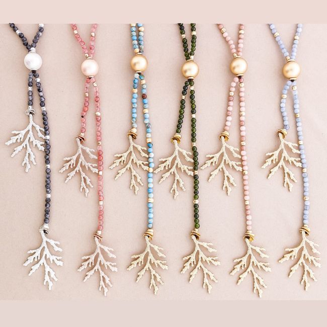 COLLAR LARGO DOBLE CORAL METAL