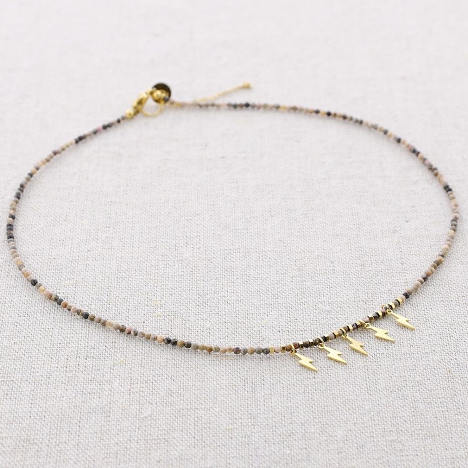 STEEL SHORT NECKLACE STONES PENDANTS RAYS