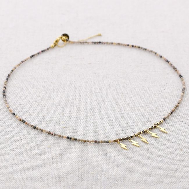 STEEL SHORT NECKLACE STONES PENDANTS RAYS