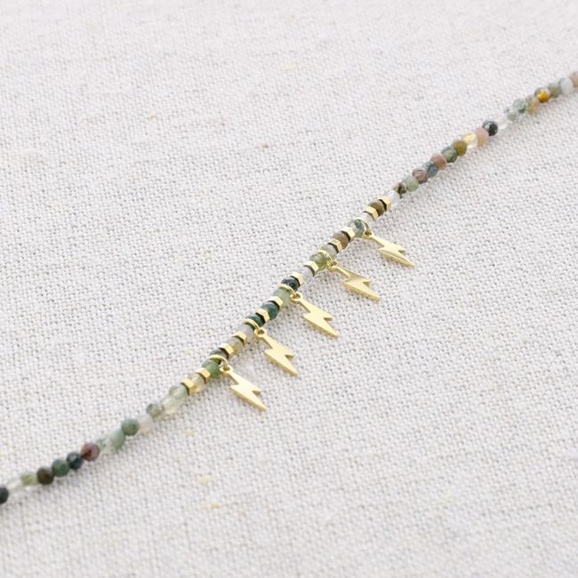 STEEL SHORT NECKLACE STONES PENDANTS RAYS