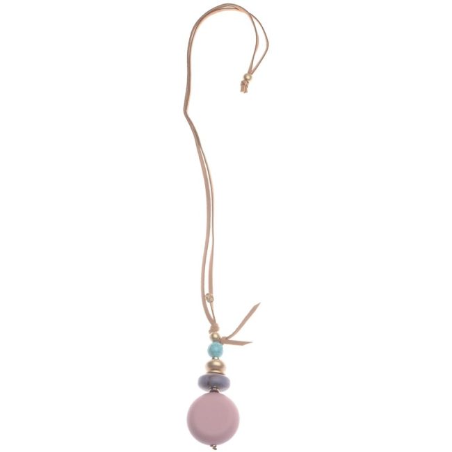 COLLAR LARGO COLGANTE CUENTAS RESINA