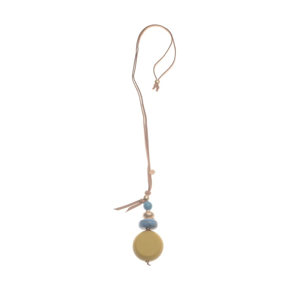 COLLAR LARGO COLGANTE CUENTAS RESINA