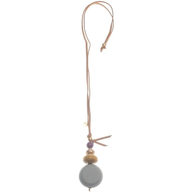 COLLAR LARGO COLGANTE CUENTAS RESINA