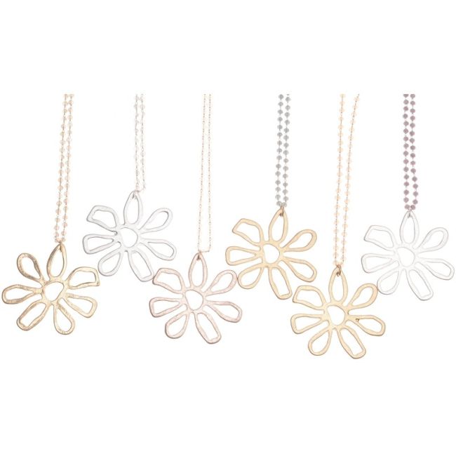 LONG FLOWER PENDANT NECKLACE