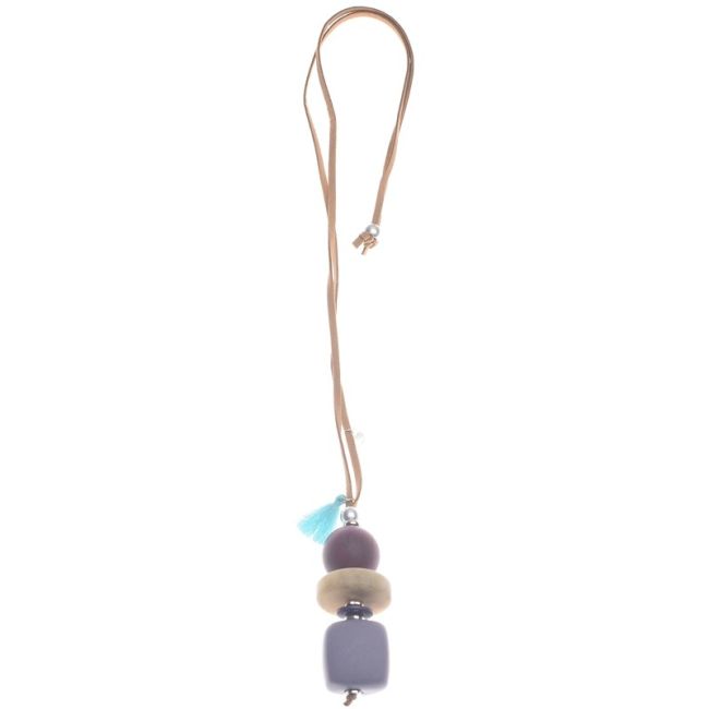 COLLAR LARGO COLGANTE CUENTAS RESINA