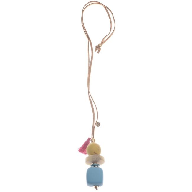 COLLAR LARGO COLGANTE CUENTAS RESINA