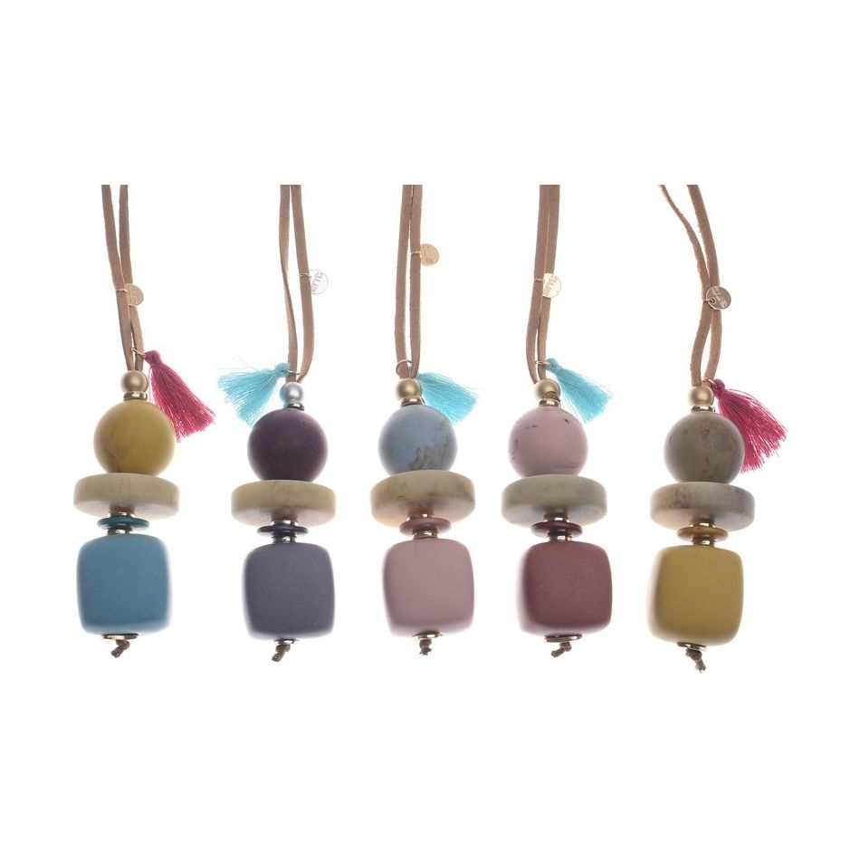 COLLAR LARGO COLGANTE CUENTAS RESINA