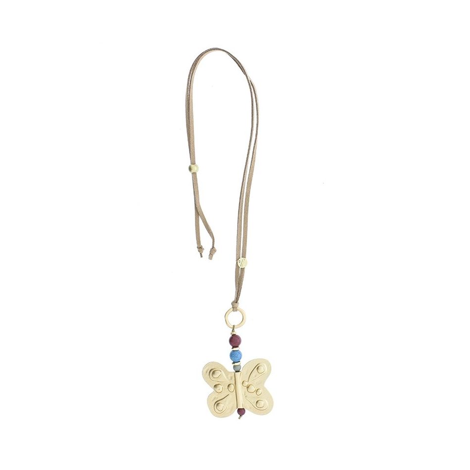 METAL BUTTERFLY PENDANT LONG NECKLACE