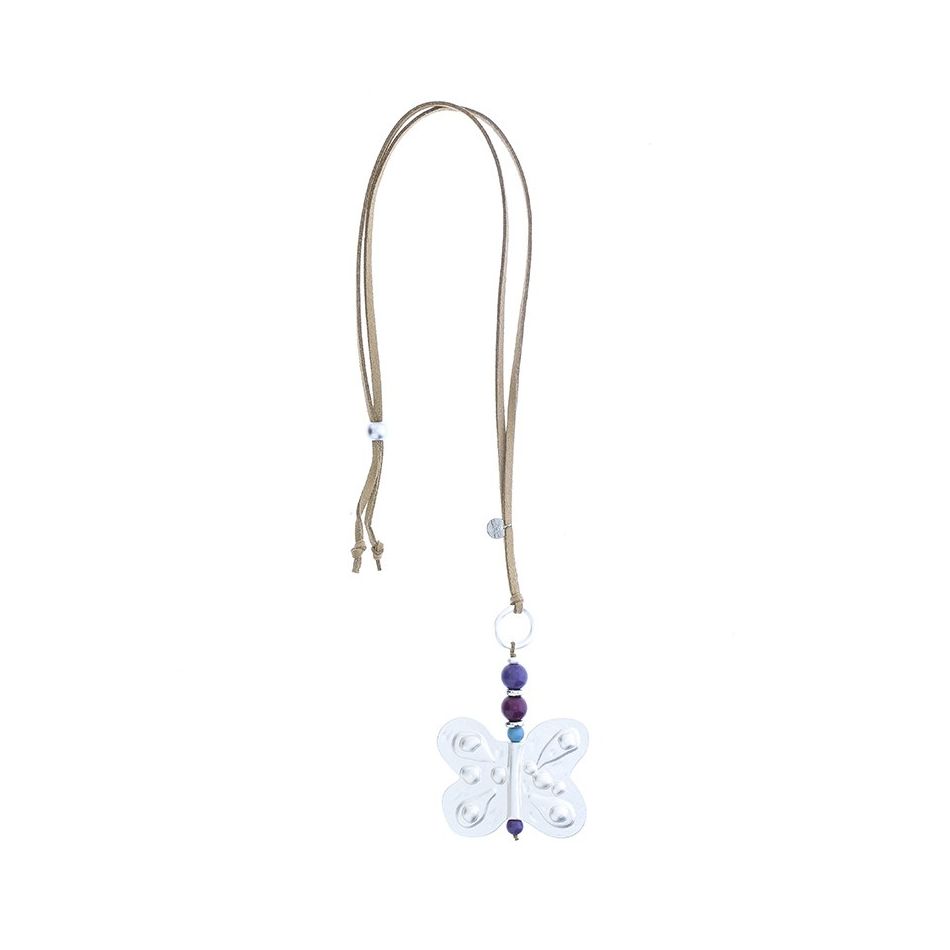 METAL BUTTERFLY PENDANT LONG NECKLACE
