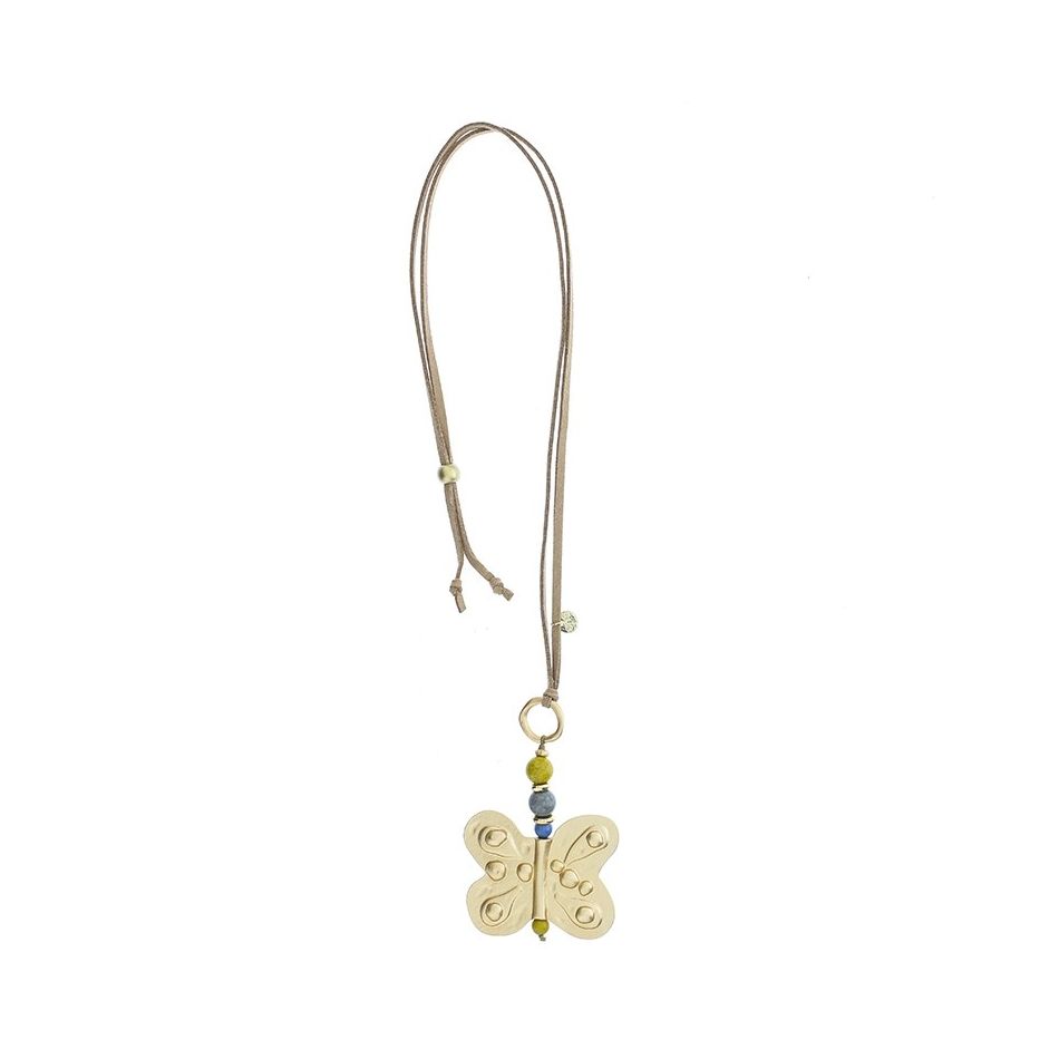 COLLAR LARGO COLGANTE MARIPOSA METAL