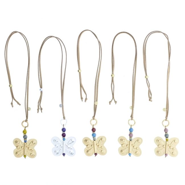METAL BUTTERFLY PENDANT LONG NECKLACE