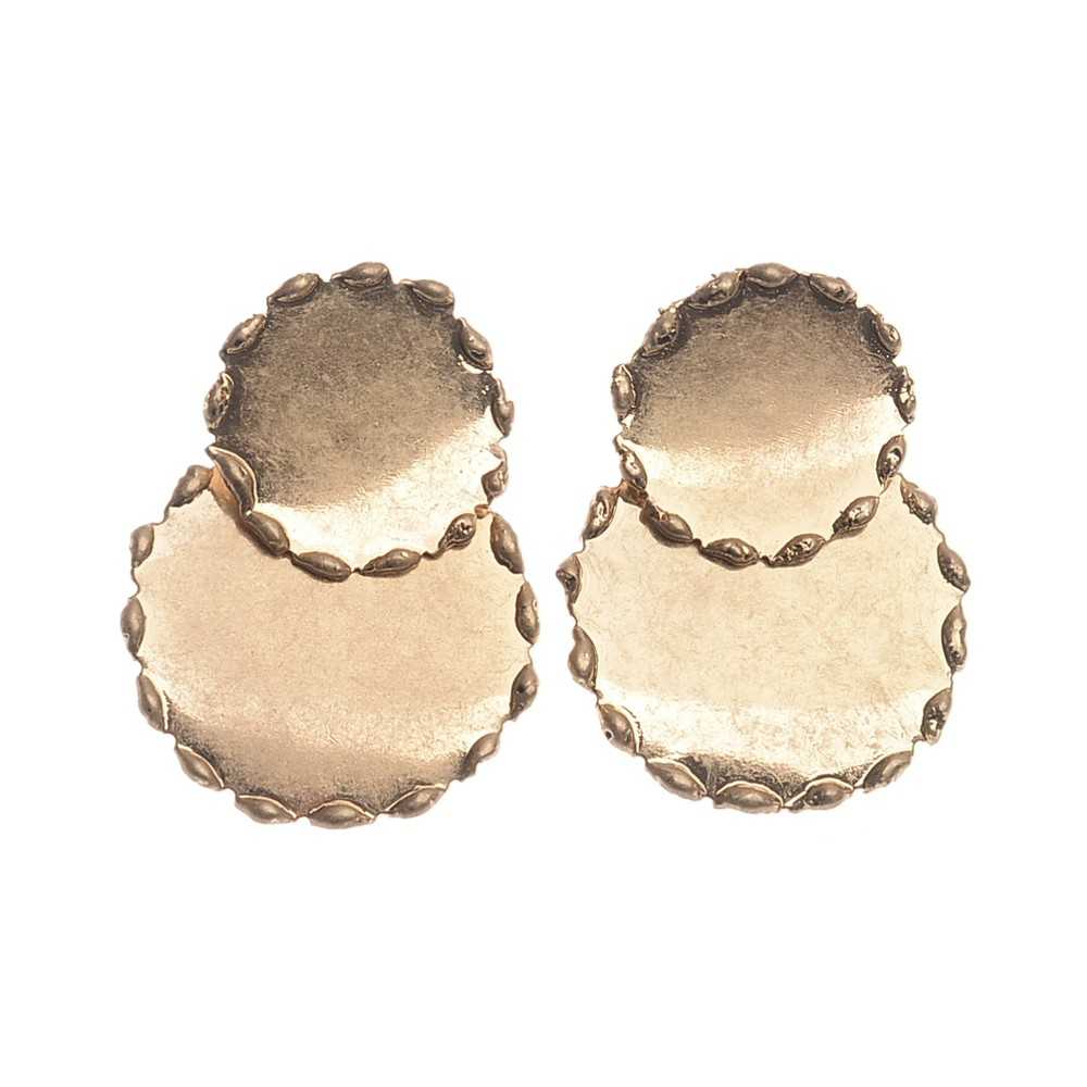 METAL DOUBLE MEDAL EARRINGS