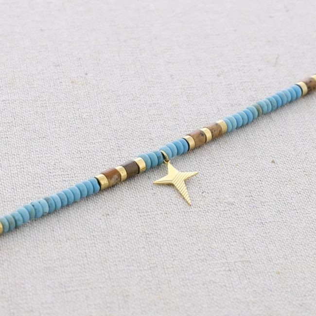 STEEL STONE SHORT NECKLACE WITH STAR PENDANT