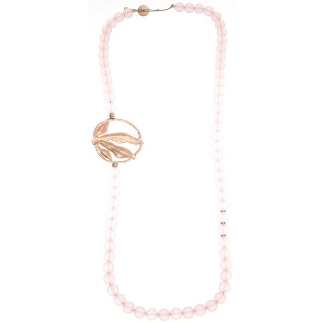 COLLAR LARGO BOLAS RESINA MEDALLA METAL