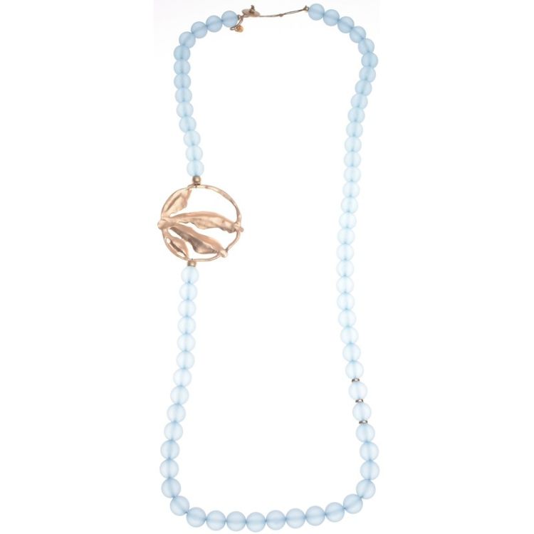 LONG NECKLACE RESIN BALLS METAL MEDAL 2