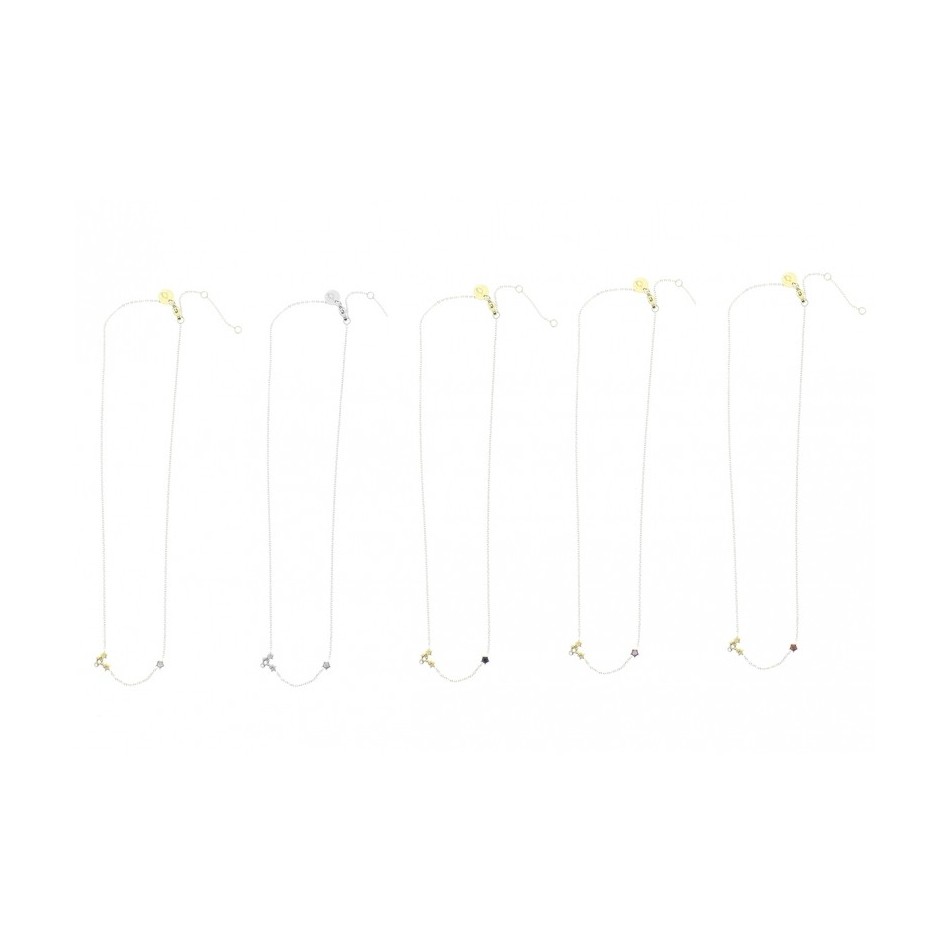 STEEL SHORT NECKLACE ZIRCONIA STARS