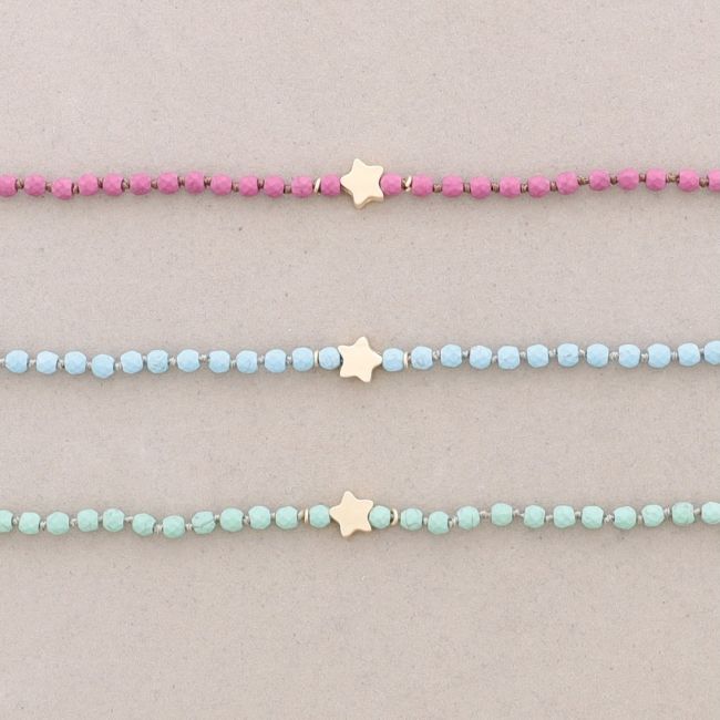 HEART/STAR FACETED BALL SHORT NECKLACE