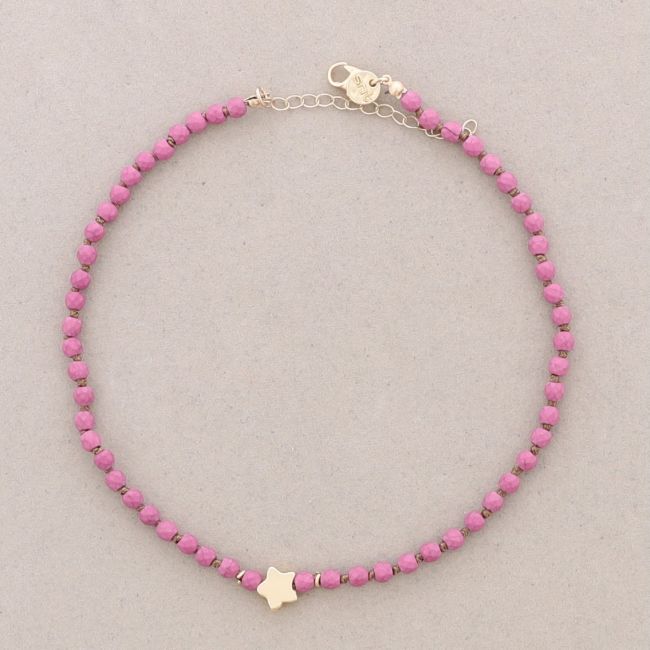 HEART/STAR FACETED BALL SHORT NECKLACE